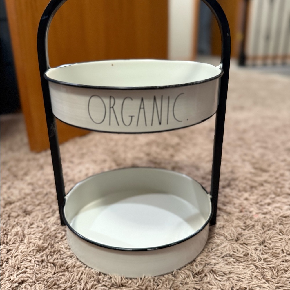 Rae Dunn Black and White Metal Stand